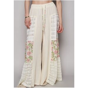 POL Cream Floral Wide Leg Pants